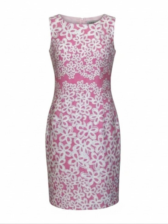 Taylor Dresses & Skirts - Taylor Pink White Retro Floral Print Summer Sheath Dress Size 4